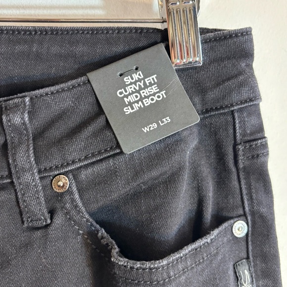 SILVER Jeans SZ 29 x 33 Suki Mid Rise Curvy Fit Slim Boot Jeans in Black NEW - Picture 6 of 14